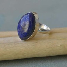 Natural Marquise Cab Blue Lapis Lazuli Gemstone 925 Sterling Silver Gift Ring