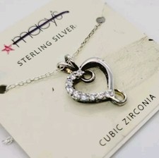 Sterling Silver 925 Heart Pendant Necklace Cubic Zirconia CZ 18 in Macy's