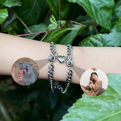 2er Set Personalisierte Liebe Magnetische Foto Projektionsarmbänder   Paar Passende