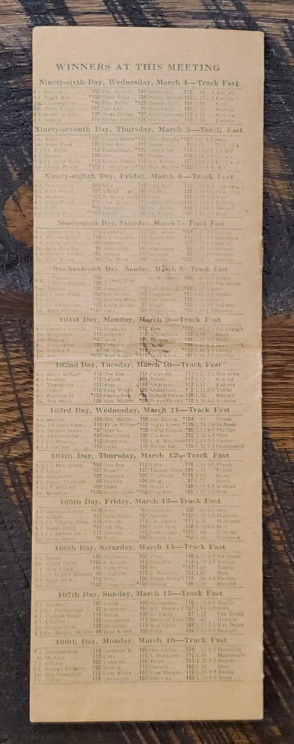 1914 Horse Racing Program Hall of Famer PAN ZARETA at Juarez Jockey