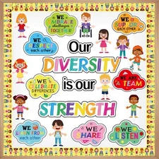 Diversity Bulletin Board Decoration Set Diverse Students Borders Cutouts for ...