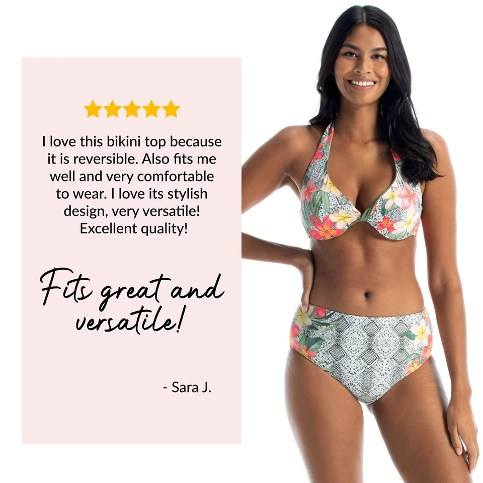 Precio de venta sugerido por el fabricante $78 Top de bikini con aros reversible Coco Reef Twist multicolor talla 36/38D Foto 3 de 4