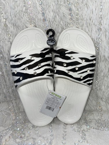 white leopard print crocs