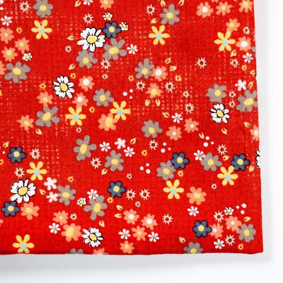 Chamberry Adorn Quilting Cotton Fabric Half Yard BTHY Daisy Flowers on Red Flora