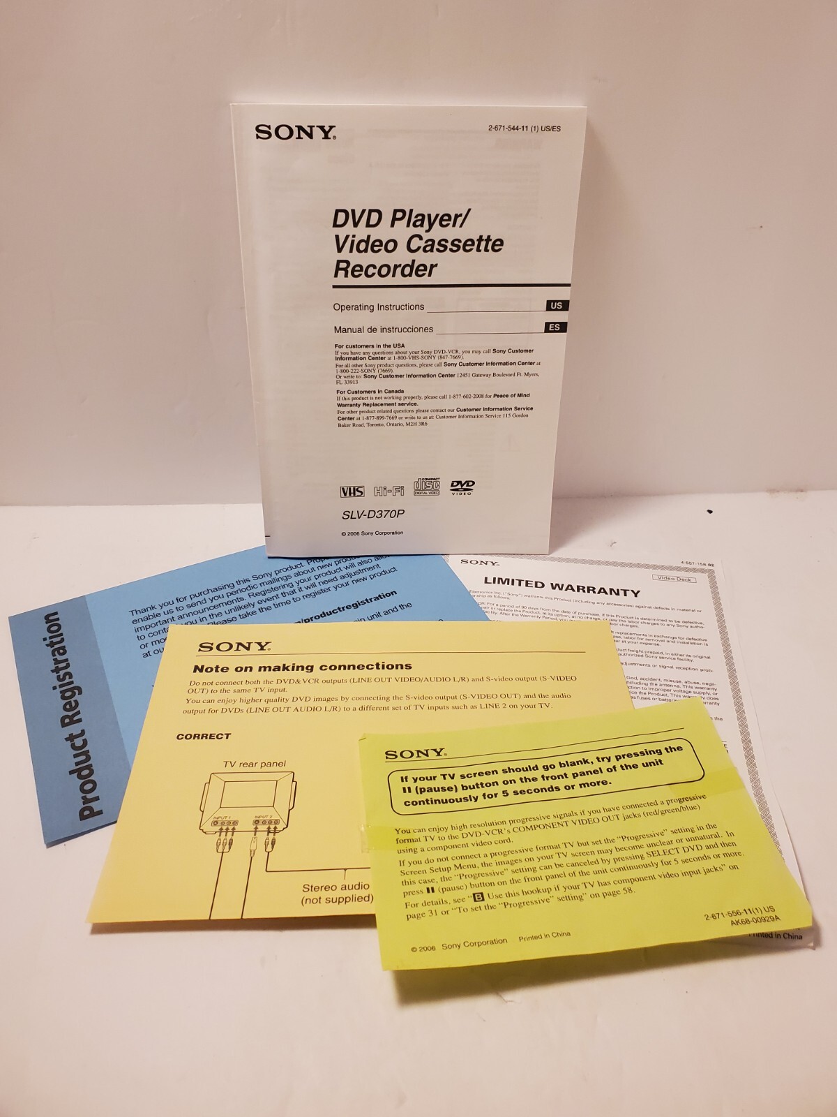 Sony SLVD370P VHS/DVD Combo Original Users Manual *MINTY* eBay