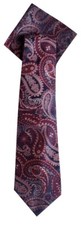 Brand Q Gatsby 100 Microfiber Red Blue Paisley Men's Tie  Pocket Square Set