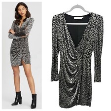 Astr the Label Revolve Yasmin Dress sz: S Silver Leopard Cocktail Party Mini