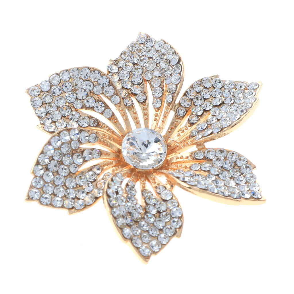 〖❣️❣️❣️❣️❣️〗 Gold Tone Metal Crystal Rhinestone Flower Brooch P1469-GCL | eBay