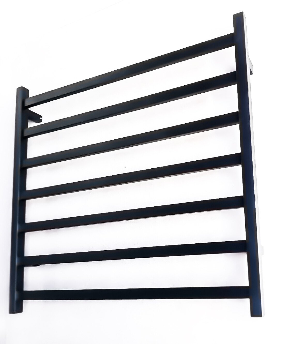 Matte Black Heated Towel Rail rack Round square 8 bar 850 mm wide 800 h |  eBay
