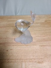 Hand Crafted Clear Glass Whale on a Frosted Waves Base 5" Figurine.