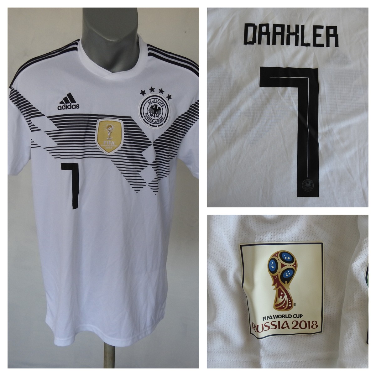adidas ドイツ代表ユニフォーム Draxler Germany 2018 Home Jersey #7 Draxler Adidas White Shirt Size L