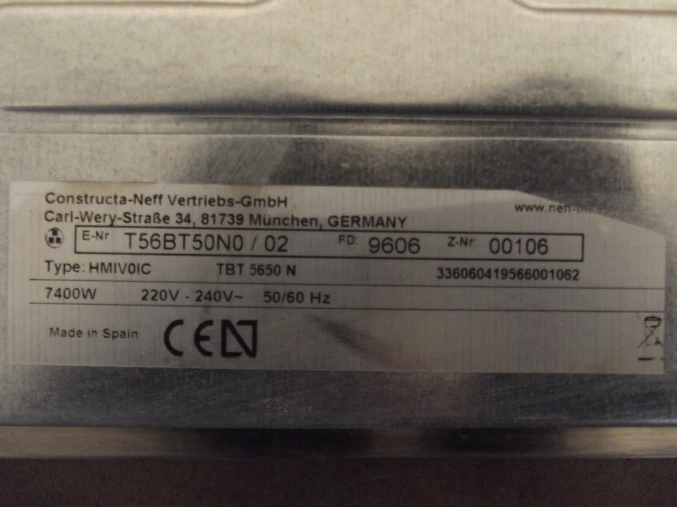 NEFF T58BT20N0/02 HMIV0IC Induktion Glaskeramik Kochfeld 1J Gewährleistung P776 - Bild 2 von 4