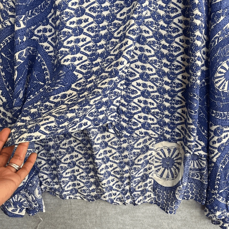 Vestido cruzado de verano Hazel para mujer pequeño azul blanco midi chinoiserie delicado romántico Foto 4 de 4