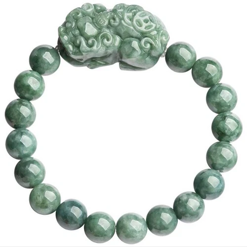 Zertifiziert 10 mm Grün Natürlich Burma A Jade Jadeit Runde Perlen PiXiu Armband - Bild 6 von 10