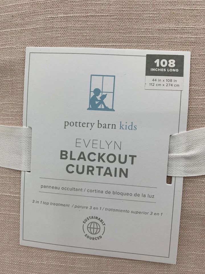 Pottery Barn Kids Evelyn Blackout Drape Panel Curtain Blush 44x 108" #8416 - Image 2 of 4