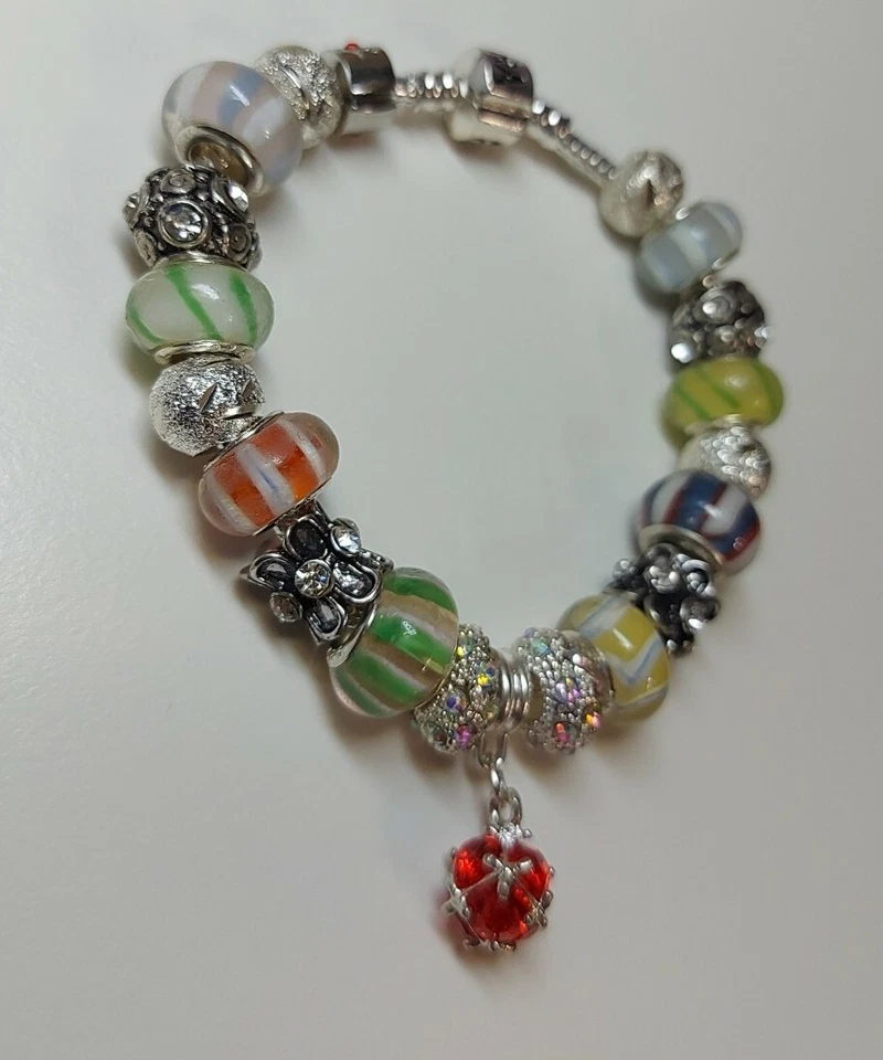 Idea regalo Bracciale da donna Charm Cristalli tipo pandora Cuore Ciondolo - Immagine 3 di 3