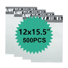 500 Poly 12x15.5 White Poly Mailers Shipping Envelopes Mailing Bags 2.5 Mil