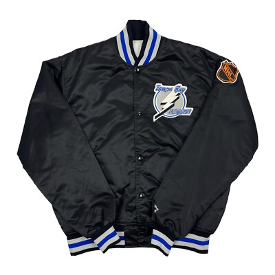 VTG RARE NHL TAMPA BAY LIGHTNING STARTER SATIN BOMBER JACKET MENS