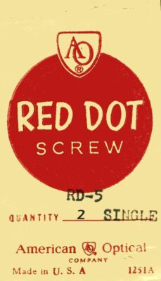 Original NOS VINTAGE AO American Optical RED DOT 5 barrel Set of 2 SCREWS 