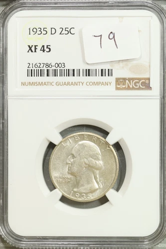 1935 D Washington Quarter 25c NGC XF 45 Extra Fine #6-003 Better Date