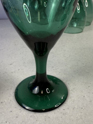 6 Libbey Glass Juniper Green Teardrop Water Wine Goblets Gold Rim - Picture 13 of 13