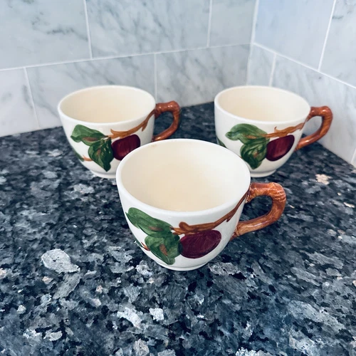 3 Vintage Franciscan Apple Coffee Tea Cups Made In USA EUC