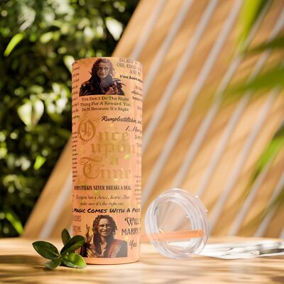 Once Upon a Time Quotes Gift Rumpel and Belle Skinny Tumbler with Straw 20oz