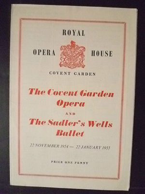 1955 Royal Opera Covent Garden OPERA & BALLET- MULTI PROGRAMME SCHEDULE,22 Nov..