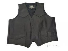 First Genuine Leather Mens Black Motorcycle Biker Vest Size 46