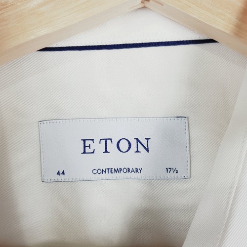 ETON Sweden Mens Size 44 or 17.5 Luxury Off White Long Sleeve Contemporary Shirt - Picture 3 of 7
