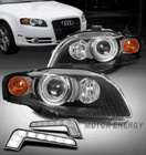 FOR 05-08 AUDI A4 S4 B7 HID MODEL BLACK PROJECTOR HEADLIGHTS HEADLAMPS W/LED DRL