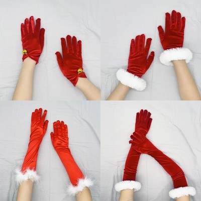 Womens Santa Gloves Winter Opera Glove Comfortable Red Mittens Holiday Soft