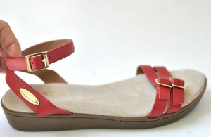 G.H. Bass womens Sunjuns Nyla Red Leather Flat ankle Straps Sandals 5.5 low wedg | eBay