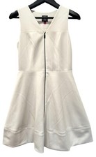 Vince Camuto Sleeveless Ivory Zip Dress Stretchable Fabric Full Liner Women's 8