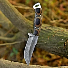 EDC Custom Made Damascus Hunting Knife - Hand Forged Damascus Steel Sharp Blade