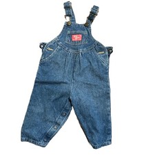 Vintage Baby Girls Osh Kosh B'Gosh Denim Vestbak Bubble Overalls 18M Pink Label