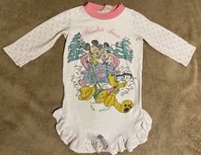 Vintage Child Girls Mickey Minnie Mouse Pajama Sleep Nightgown 2t