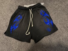 Mens Hellstar Black/Blue Flame Shorts Small 1...