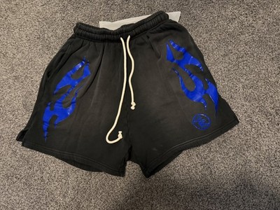 Men's Hellstar Black/Blue Flame Shorts Small 100% Authentic | eBay