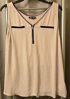 Express Womens Lavender Tank Blouse V-neck 1/4 Zip Top Size X-Large