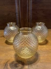 Lot of 3 Amber Small Hobnail Glass Vases