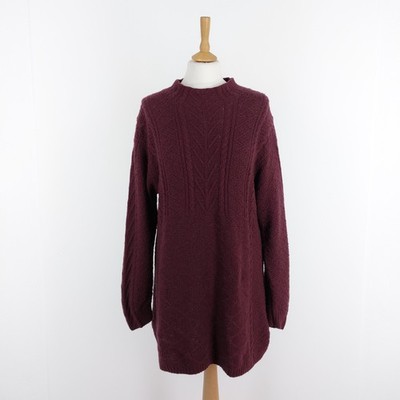 Jaeger Damen Gr. Large Vintage Lila Wolle Angora Kaschmir Zopfmuster Pullover