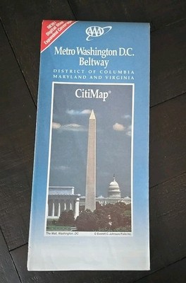 AAA Metro Washington D.C. Beltway CitiMap Road Map~2000-2001