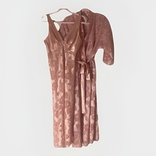 Vintage Lucie Ann II Satin Size Medium Nightgown And Robe Floral Sheer Silky