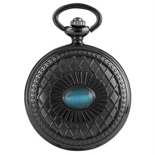 Luxury Pocket Watch Hand Winding Mechanical Blue Eye Pattern Men Pendant Chain