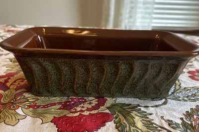 PAULA DEEN Signature Stoneware Brown & Green Baking Dish 9''x5'' Loaf Pan