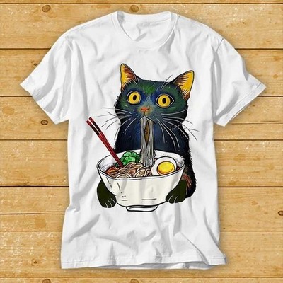 Ramen Noodle Black Cat Foodie Lover Best Seller Gift Meme Tee T Shirt
