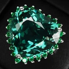 Lagoon Blue Tourmaline Heart 14.10Ct 925 Sterling Silver White Gold Rings Size 8