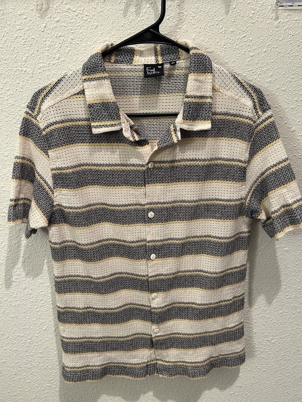 Fried Waters Vented Summer Shirt Men’s S, Black-yellow-Cream, Cotton&Polyester
