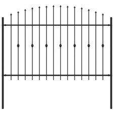 Spike Fence Asten Black Powder-Coated Steel Modern Outdoor Barrier Yard  vidaXL